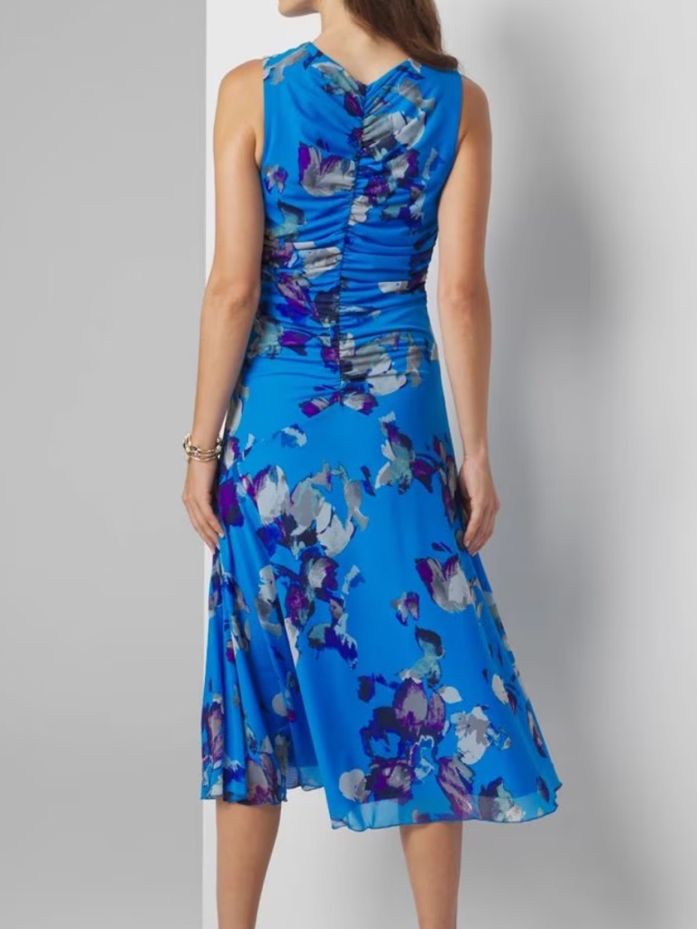 WHBM White House Black Market Sleeveless Floral Shirred Mesh Midi Dress 6 NWT - Picture 2 of 14